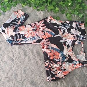 Two piece set athletic wear floral multi color